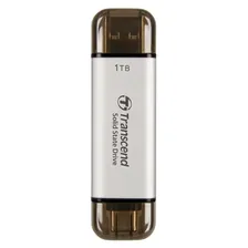 Памет SSD 1TB Transcend ESD310, USB Type-C + USB Type-A, скорост на четене до 1050MB/s, скорост на запис до 950MB/s, сребриста