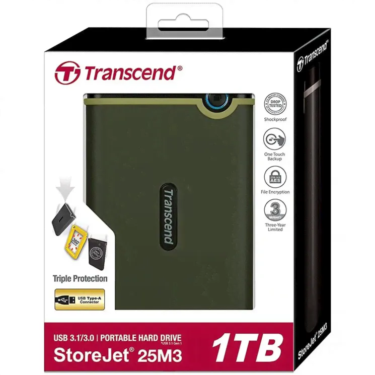 ВНЕШНИЙ ЖЕСТКИЙ ДИСК 1TB TRANSCEND StoreJet TS1TSJ25M3S USB3.1-0