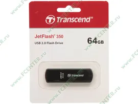 Накопитель USB flash 64ГБ Transcend "JetFlash 350" TS64GJF350, черный